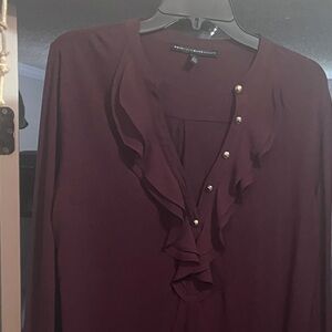 White House Black Market Purple Blouse with Ruffle Detail